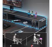 CJHFR472SG Moderno Mesa Doble for Pc, Escritorio for Estudiantes, hogar, Dormitorio, Estudio, de Oficina, Mesa Juegos Simple Fibra Carbono Mesas para Ordenador(Negro,150x60x75cm)