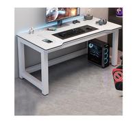 CJHFR472SG Moderno Mesa Doble for Pc, Escritorio for Estudiantes, hogar, Dormitorio, Estudio, de Oficina, Mesa Juegos Simple Fibra Carbono Mesas para Ordenador(Blanco,140x60x75cm)