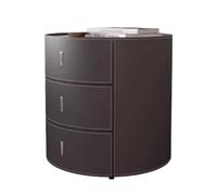 CJHFR472SG Moderno Mesita de Noche cilíndrica pequeña mesita de Noche de Madera for el hogar Cuero 3 cajones Invisible Pull Storage Muebles de Noche Gris Oscuro Práctico(Pequeño)