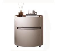 CJHFR472SG Moderno Mesita de Noche cilíndrica, pequeña mesita de Noche de Madera for el hogar, Dos cajones de Cuero, Muebles de cabecera de Almacenamiento Invisible, Color Caqui Práctico