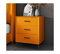 CJHFR472SG Moderno Mesita de Noche con 3 Cajones, Cajonera de Almacenamiento de Madera con Base Resistente for Dormitorio, Sala de Estar, Armarios, Mesita de Noche, Naranja, L49xD40xH60cm Práctico