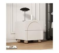 CJHFR472SG Moderno Mesita de Noche con Patas esféricas de Acero Inoxidable, Mesa Auxiliar/Mesa Auxiliar de Madera con 2 cajones for Dormitorio, Sala de Estar (Gris Beige) Práctico(L45xD40xH48cm)