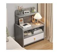 CJHFR472SG Moderno Mesita de Noche con un Solo cajón, mesita de Noche de Almacenamiento Multicapa, Patas de Mesa de Recogida de Madera Simples, Muebles de Noche pequeños Práctico(Grey)