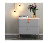 CJHFR472SG Moderno Mesita de Noche de 2 cajones, Mesa Auxiliar con cajones, manijas de Metal y Patas de Mesa, mesita de Noche for Dormitorio y mesita de Noche, Gris Práctico(L50xD40xH51cm)