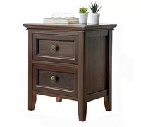 CJHFR472SG Moderno Mesita de Noche de Madera, Almacenamiento Simple, mesita de Noche pequeña Extra Estrecha for Dormitorio, mesita de Noche sólida Vintage, cajón Doble Práctico(Bruin,Grande)