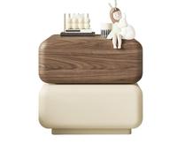 CJHFR472SG Moderno Mesita de Noche de Madera marrón y Blanca con Dos cajones for el hogar, Dormitorio, Almacenamiento, aparador Giratorio de 360° Práctico(Medio)