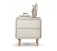 CJHFR472SG Moderno Mesita De Noche De Madera Mesita De Noche Moderna Mesita De Noche Blanca Gabinete De Almacenamiento Dormitorio Sala De Estar Sofá Mesa Auxiliar con 2 Cajones, 45×35×47cm Práctico
