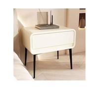 CJHFR472SG Moderno Mesita de Noche de Madera Minimalista, Moderna, de Pierna Alta, Minimalista, pequeño, con un Solo cajón, Mueble de Noche, gabinete de Almacenamiento Práctico(Blanco,Medio)