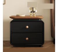 CJHFR472SG Moderno Mesita de Noche de Madera Negra con Bandeja, Organizador de Doble cajón for Dormitorio y hogar Práctico(Pequeño)