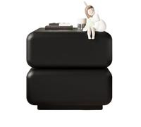 CJHFR472SG Moderno Mesita de Noche de Madera Negra con Dos cajones for el hogar y el Dormitorio, giratoria 360°. Práctico(Grande)