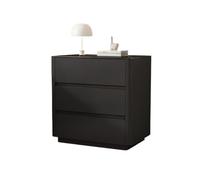 CJHFR472SG Moderno Mesita de Noche de Madera Negra for Dormitorio, mesita de Noche, Almacenamiento for el hogar, Tres cajones, gabinete de Vidrio, Tapas Práctico(Grande)