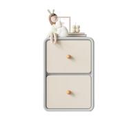 CJHFR472SG Moderno Mesita de Noche de Madera pequeña con Organizador de Clip Lateral Ultra Estrecho, gabinete de Almacenamiento Gris Beige con Doble cajón Práctico(XS)