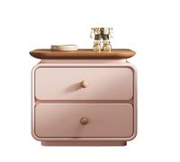 CJHFR472SG Moderno Mesita de Noche de Madera Rosa con Bandeja, Organizador de Doble cajón for Dormitorio y hogar Práctico(Grande)