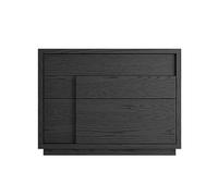 CJHFR472SG Moderno Mesita de Noche de Madera, Tronco Cuadrado, mesita de Noche marrón/Negra, Almacenamiento de Doble cajón, manija Oculta, Muebles de Noche for el Suelo del Dormitorio Práctico(Negro)