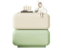 CJHFR472SG Moderno Mesita de Noche de Madera Verde y Blanca con Dos cajones for el Dormitorio, giratoria 360° Práctico(Grande)