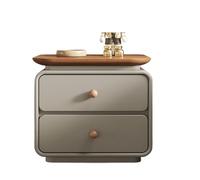 CJHFR472SG Moderno Mesita de Noche Gris con Bandeja y Doble cajón for Dormitorio Práctico(Grande)