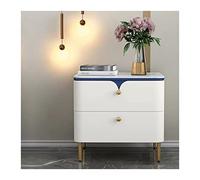 CJHFR472SG Moderno Mesita de Noche, mesitas de Noche Modernas con Mango y Patas de Metal Dorado, Mesa Auxiliar Elegante y práctica, Muebles de Dormitorio de Moda, Blanco Práctico(L35xD40xH51cm)