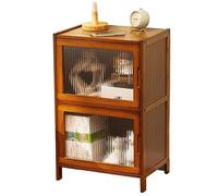 CJHFR472SG Moderno Mesita de Noche Minimalista, Estante pequeño, Almacenamiento, mesita de Noche, Almacenamiento de Madera con Puerta de Vidrio, Mueble de Noche Sencillo Práctico(A)