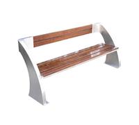 CJHFR472SG Moderno Silla de Parque de Acero Inoxidable for Exteriores, con Respaldo de Madera, Banco de Ocio, Banco de Propiedad for área escénica de jardín Patio(Medio)