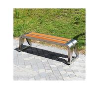 CJHFR472SG Moderno Silla de Parque Irregular sin Respaldo, Banco for Exteriores, Marco de Acero Inoxidable, Placa de Asiento de Madera, área de Descanso Patio(Medio)