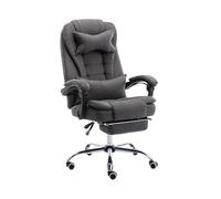 CJHFR472SG Silla Despacho Silla de Oficina en casa de Tela Moderna, Silla giratoria reclinable, Silla ergonómica con reposapiés y reposabrazos Clásico(Grey)