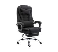 CJHFR472SG Silla Despacho Silla de Oficina en casa de Tela Moderna, Silla giratoria reclinable, Silla ergonómica con reposapiés y reposabrazos Clásico(Negro)