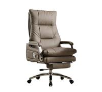 CJHFR472SG Silla Despacho Silla ejecutiva de Oficina de Cuero Genuino con Respaldo reclinable y Masaje for Mayor Comodidad al Sentarse Durante Largos periodos. Clásico