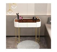 CJHFR472SG Tocadores Tocador Moderno y Sencillo con 2 cajones, Escritorio Tapa de Cristal, Mesa Maquillaje Blanca for Oficina en casa, Dormitorio Dormitorio(Pequeño)