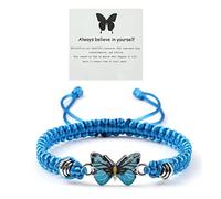 CJIAYUJEW Always believe in yourself - Pulsera de mariposa ajustable tejida a mano para adolescentes, bonitas pulseras de mariposa a juego, pulseras de amistad para parejas