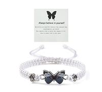 CJIAYUJEW Always believe in yourself - Pulsera de mariposa ajustable tejida a mano para adolescentes, bonitas pulseras de mariposa a juego, pulseras de amistad para parejas, Sin gemas.