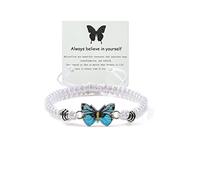 CJIAYUJEW Always believe in yourself - Pulsera de mariposa ajustable tejida a mano para adolescentes, bonitas pulseras de mariposa a juego, pulseras de amistad para parejas