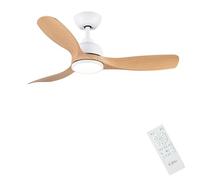 CJOY Ventilador de Techo con Luz, 107 cm Ventilador de Techo con Mando a Distancia Madera 3 Aspas, 6 Velocidades, Memoria 3 CCT, Regulable, Silenciador Reversible CC, Modo Sleep, Para Dormitorio