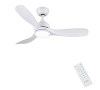 CJOY Ventilador de Techo con Luz 107cm, Blanco Ventiladores de Techo con Mando Silencioso, 6 Velocidades, Memoria 3 CCT, LED Regulable, DC Reversible, Temporizador, Para Dormitorio/Salón/Cocina