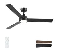 CJOY Ventilador de Techo con Luz Negro 132cm, Ventilador de Techo con Luz y Mando Silencioso Madera, 6 Velocidades, 3 CCT Regulable, Reversibles CC, Temporizador Para Dormitorio