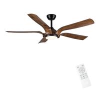 CJOY Ventilador de Techo con Luz y Mando, 142cm Ventilador de Techo con Luz Silenciosa Negro Madera, 6 Velocidades, Memoria 3 CCT Regulable, Regulable CC, Temporizador, Modo de Espera, 5 Aspas