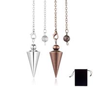 CJQRL 2 Piezas Péndulo metálico, Péndulo Adivinación Egipcio, Pendulo de Radiestesia con Testigo, péndulo esotérico, Magnetizador, Clarividencia, Esoterismo(Plata + Bronce