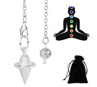CJQRL Pendulos Adivinacion, Plata Pendulo Hebreo, Pendulo De Newton, Péndulo metálico, Péndulo Adivinación Egipcio, Pendulo de Radiestesia con Testigo, péndulo esotérico, Magnetizador(2)