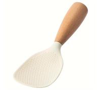 CJTWNBIO 1 Tenedor de Silicona for arroz y Patatas con Mango Madera: Cuchara Cocina Duradera Resistente al Calor for sartenes ollas antiadherentes(Silver -1)