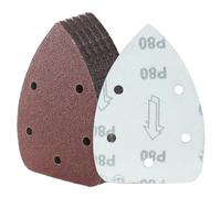 Cjueiom 25 piezas de papel de lija de grano 80, 5 agujeros de papel de lija de ratón con gancho y bucle, lijadora de ratón, hojas de lija de palma para máquina de lija de 140 mm