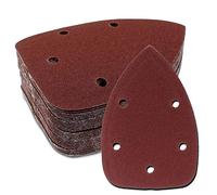 Cjueiom 50 piezas de papel de lija de grano 400, 5 agujeros de papel de lija para mouse, almohadillas de lija de gancho y bucle, papel de lija de mouse para lijadora de palma, hojas de lija para