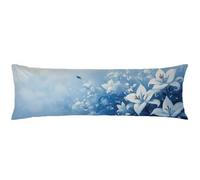 Cjwcclcn Funda Almohada Cojines Decorativos Azul Funda de Almohada 40x120cm Flores Pillow Case Lino Fácil de Limpiar Suave y Cómoda Impresión a Doble Cara Adecuado para Casa u Hotel C0C272