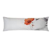 Cjwcclcn Funda Almohada Cojines Decorativos Rojo Funda de Almohada 50x150cm Flores Pillow Case Lino Fácil de Limpiar Suave y Cómoda Impresión a Doble Cara Adecuado para Casa u Hotel C0C194