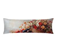 Cjwcclcn Funda Almohada Cojines Decorativos Rojo Vino Funda de Almohada 40x110cm Flores Pillow Case Lino Fácil de Limpiar Suave y Cómoda Impresión a Doble Cara Adecuado para Casa u Hotel C0C254