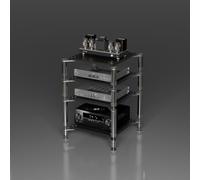 CJWKXQOL Estanterías de Audio y Video con Soportes de Aluminio | Estante AV con patas antivibración para sala de estar, sala de juegos y cine en casa(Black,80*59cm/30.5*23in)
