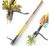CJYMMFAN Desherbador Manual Extractor de Malas Hierbas, Herramienta de Deshierbe de Pie 109 cm con Mango Largo y Sistema de Expulsión, Extractor de Raíces 4 Garras, Regalo Jardín