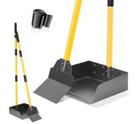 CJYMMFAN Kit de pala y bandeja para excrementos de perro, pala para excrementos de perro con mango largo de metal ajustable, parte superior portátil con 10 bolsas de basura para patio, césped y jardín