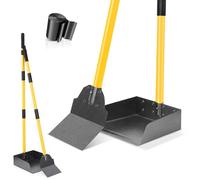 CJYMMFAN Kit de pala y bandeja para excrementos de perro, pala para excrementos de perro con mango largo de metal ajustable, parte superior portátil con 10 bolsas de basura para patio, césped y jardín