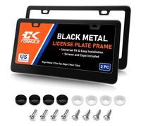 CK Formula Marco Negro para matrícula Metal de Aluminio 2 Agujeros de Tornillo preperforados con Kit de instalación Ajuste Universal Seguro para Lavar el Coche Resistente a la Intemperie 2 Piezas