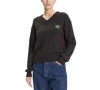CK JEANS CK Embro Badge V-Neck Sweater Lv047d352g Suéteres, Black (Black), M para Mujer