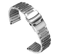 CKAKZTPTEV Stainless Steel Strap 18mm 20mm 22mm 24mm Metal Watch Band Bracelet Folding Buckle Universal Band(Silver,18mm)